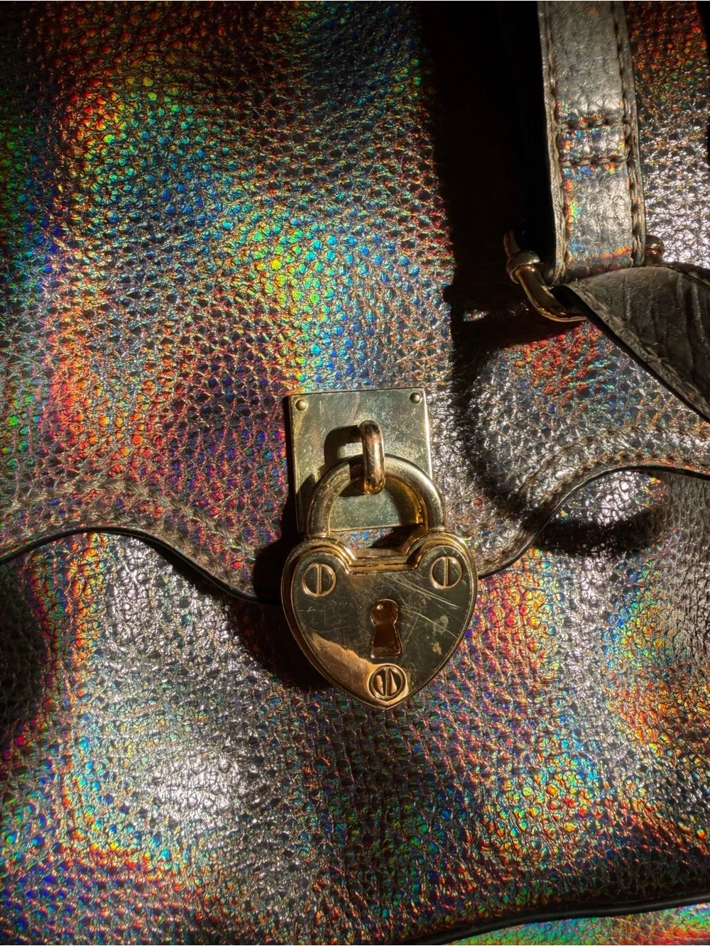 🔥Rare Vtg Juicy Couture Satchel Metallic Bag Heart Locket Crossbody Y2K